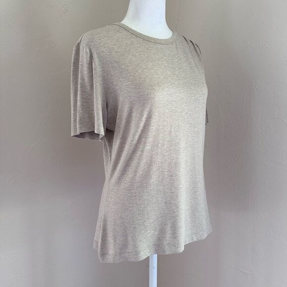 St. John Tee in Tan / Sand Melange with Pleated Shoulder Detail Size M - Picture 2 of 13